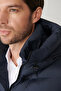 Men's Navy Blue Goose down Water Repellent and Windproof Hooded Vest A32Y6504 - 4