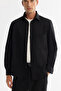 Men's Black Classic Collar Viscose Blended Easy-Iron Comfort Fit Shirt A42Y2141 - 3