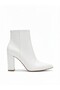 Loora White Patent Leather Patterned Zippered Heeled Boots 10 cm - 3