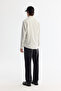 Men's White Bottom Britted Collar Striped Rayon Shirt A42Y2051 - 5