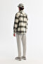 Men's Khaki Classic Collar Plaid Wool Blend Comfort Fit Shirt Jacket A42Y2116 - 4