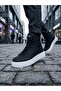 Ba0811 High White Sole Black Parachute Fabric Skin Detailed Half Ankle Sports Boots - 2