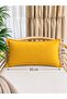 Pearl Velvet Textured Mustard Yellow Throw Pillow Cover - 2