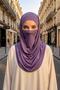 Neck-Covering Veil Feature Combed Cotton Boned Shawl, Ps-58, Purple 2 - 2