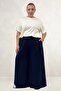 69022 Plus Size Elastic Waist Modal Skirt Trousers - Navy Blue - 4