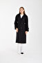 Black Regular Double-Breasted Cashmere Coat with Epaulet Detail - 8