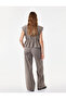 Pleated Cotton Regular Waist Wide Leg Trousers with Pockets - Wide Leg Jeans - 4