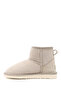 Women's Beige Nubuck Short Genuine Leather Shearling Boots - 4