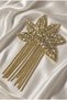 Crystal Stone Flower Applique with Hanging Elements - 2