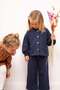 Balloon Sleeve Cardigan Thin Seasonal Suit 2-8 Years Old Navy Blue
