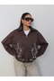 Leather Collar Embroidered Jacket - 2