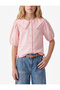 Lace Detailed Cotton Bowknot Balloon Sleeve Shirt - 2