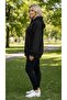 Black Hooded Model Oversize Fit Regular Unisex Sweatshirt - 2