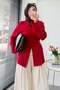 Premium V-Neck Front Button Tie-Back Blouse - Red - 4