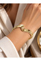 Zigzag Model Gold Color Brass Women's Bracelet - 2