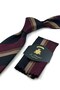 Claret Red - Black Line Pattern Classic Tie with Handkerchief Kk12878 - 4