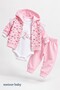 Baby Girl Set 3-Piece Set Hooded Bird Patterned Flexible Waist Baby Girl Set - 3