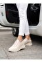 Oneair D26Ys 3215 Cream Genuine Leather Women's Wedge Shoes - 3