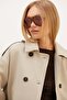 Buttoned Double-Breasted Collared Short Trench Coat - 2