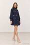 High Collar Belted Denim Dress - 3
