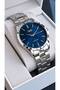 Promise Engagement Gift Silver Color Navy Blue Dial Men's Wristwatch - 2