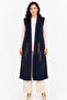 Women's Middle-Aged Patterned Comfortable Fit Flounced Combed Cotton Mother Long Vest 4320