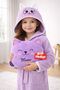 Hooded Girls' and Boys' Children's Bathrobe - Cat Patterned
