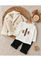Leather-Fur Coat Jacket (Artificial) Lycra Belted Jeans Pants Flexible Printed Bodysuit Unisex 4-Piece Set - 2
