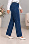 Women's Plus Size High Waist Regular Fit Lycra Pants C626-Blue - 5