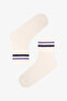 White Navy Blue Back Collage Striped Cotton 2 Pairs of Socks - 3