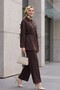 Imported Crepe Trouser Suit with Bow Detail on the Sleeves -K. Coffee - 4