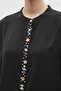 Women's Stone Button Detailed Blouse and Long Skirt Set-14434 Black - 3