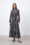 Women's Exotic Patterned Belted Long Dress - 26S-12685Elb Black