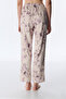 Pastel Beige Petal Satin Pants Pajama Bottoms - 2