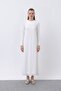 Women's Chiffon Detailed Long Dress - 12447Elb Ecru - 3
