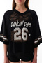 Black Lace Detailed Crew Neck Jersey Top - 6