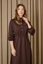 Women's Dress with Tunnel Waist and Snap Detail - 12655Elb Brown - 2