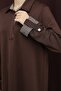 Women's Polo Collar Dress with Hidden Placket - 12652Elb Brown - 6
