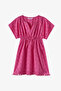 Girl's Pink Embroidered Floral Pompom Kaftan - 3