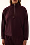 Burgundy Half-Zip Striped Polo Collar Sweatshirt - 6