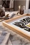 Modern Nice Lettering - Rectangular Coffee Presentation, Engagement, and Serving Tray with Natural Wood Frame - 5