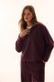 Burgundy Half-Zip Striped Polo Collar Sweatshirt - 2