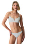 Point Polka Dot Patterned Textured V-Neck Bikini Top - 4