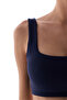 Navy Blue Cream Lightweight Support Square Neckline Sports Bra with Removable Pads - 5