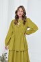 Women's Lace-Up Layered Comfortable Dress -12633Elb Olive Green - 5