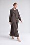 Striped Jacket Detailed Dress Coffee - 3