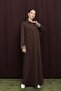 Women's Polo Collar Dress with Hidden Placket - 12652Elb Brown