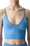 Blue Seamless Sports Bra with Stitch-Free Removable Pads and Strap Detail - 3