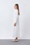 Women's Chiffon Detailed Long Dress - 12447Elb Ecru - 4