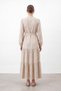Women's Exotic Patterned Belted Long Dress - 26S-12685Elb Beige - 3